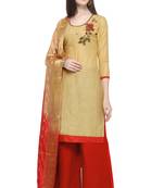 Beige beads cotton salwar
