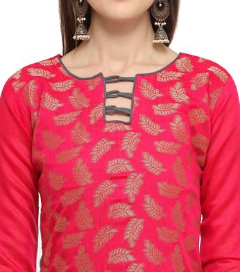 Pink & Grey banarasi brocade unstitched salwar suit with embroidered dupatta 2