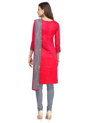 Pink & Grey banarasi brocade unstitched salwar suit with embroidered dupatta 3