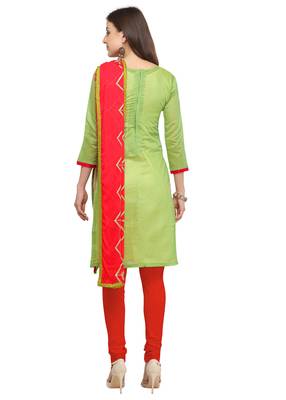 Green banarasi brocade unstitched salwar suit with embroidered dupatta 3