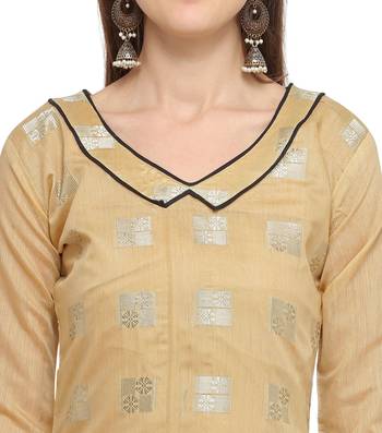 Beige & Black Banarasi Brocade Salwar Suit With Embroidered Dupatta 2