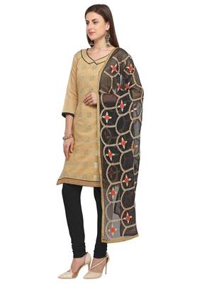 Beige & Black Banarasi Brocade Salwar Suit With Embroidered Dupatta 4