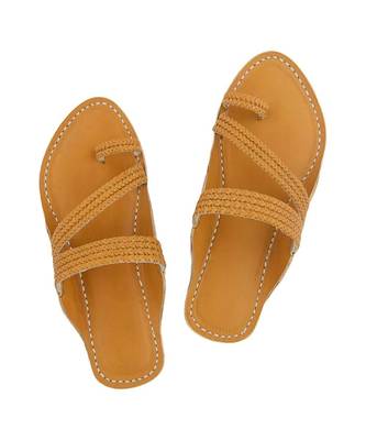 Dark Yellow Mens Leather Chappal 1