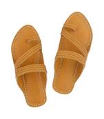 Dark Yellow Mens Leather Chappal