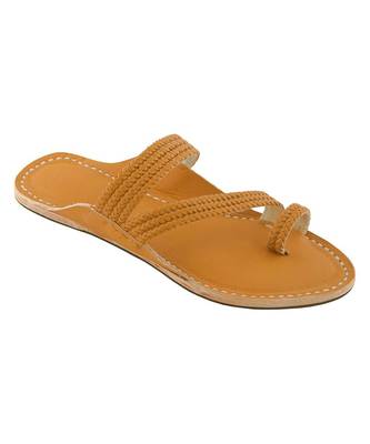 Dark Yellow Mens Leather Chappal 3