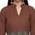 Brown beads & Embroidered cotton Dress Material with banarasi dupatta