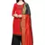 Red & Black Cotton Unstitched Salwar Suit With Dupatta