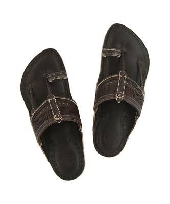 Dark brown Mens Leather Chappal 1