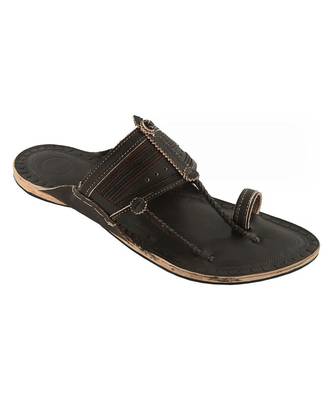 Dark brown Mens Leather Chappal 2
