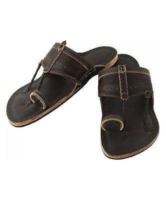 Dark brown Mens Leather Chappal 4