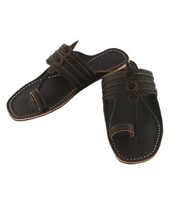 Dark brown Mens Leather Chappal 4
