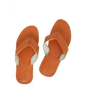 Orange Mens Leather Chappal 1