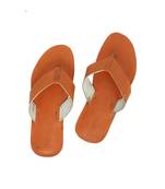 Orange Mens Leather Chappal