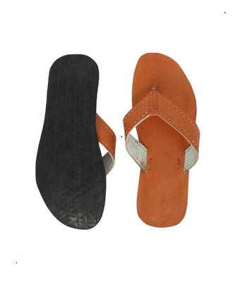 Orange Mens Leather Chappal 4