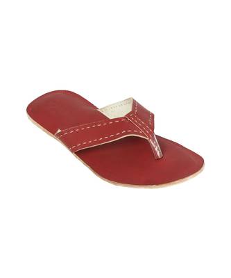 Cherry Red Mens Leather Chappal 2