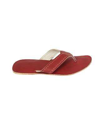Cherry Red Mens Leather Chappal 3