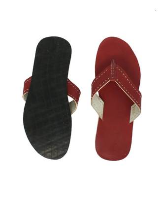 Cherry Red Mens Leather Chappal 4