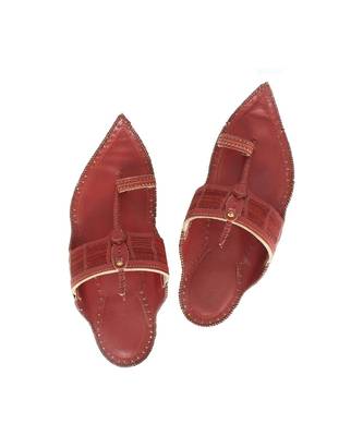 Cherry Red mens Leather Chappal 1