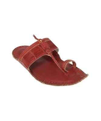 Cherry Red mens Leather Chappal 2