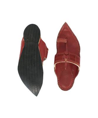 Cherry Red mens Leather Chappal 4