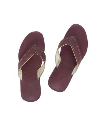 Purple Mens Leather Chappal 1