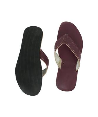 Purple Mens Leather Chappal 4
