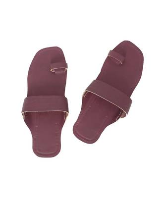 Purple Mens Leather Chappal 1