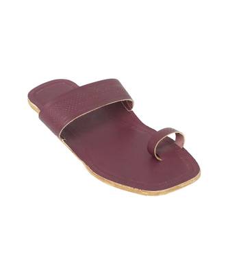 Purple Mens Leather Chappal 2