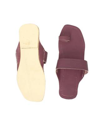 Purple Mens Leather Chappal 4