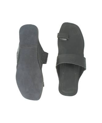 Black Mens Leather Chappal 4