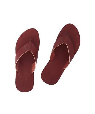 red Mens Leather Chappal 1