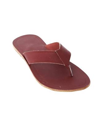 red Mens Leather Chappal 2
