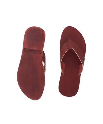 red Mens Leather Chappal 4