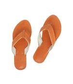 Orange Mens Leather Chappal