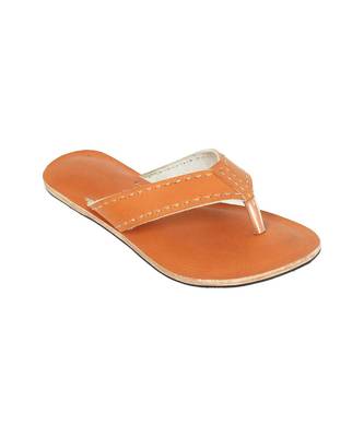 Orange Mens Leather Chappal 2