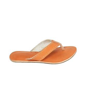 Orange Mens Leather Chappal 3
