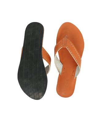 Orange Mens Leather Chappal 4