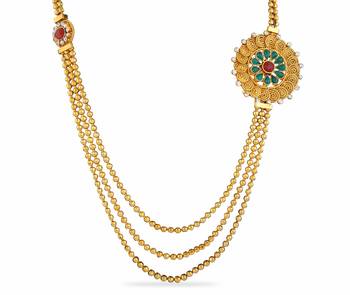 Gold Plated 3 String Necklace Earrings Set 2