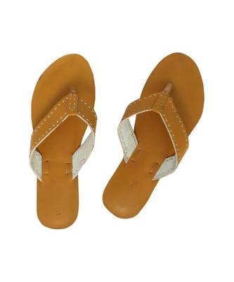Dark Yellow Womens Leather Chappal 1