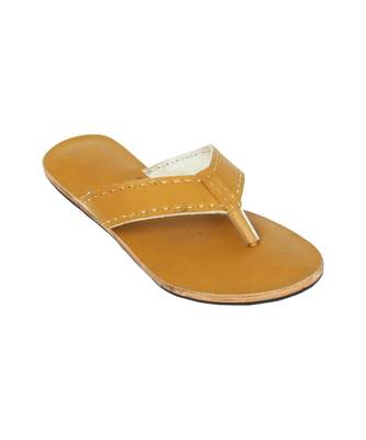 Dark Yellow Womens Leather Chappal 2