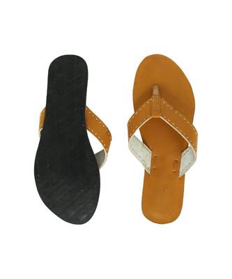 Dark Yellow Womens Leather Chappal 4