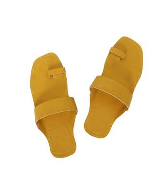 Yellow Womens Leather Chappal 1