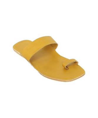 Yellow Womens Leather Chappal 2