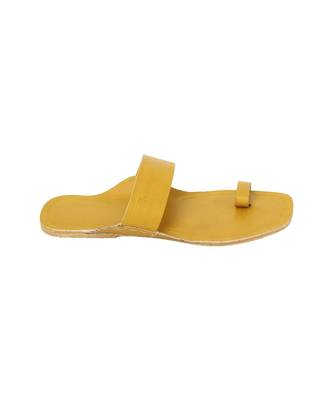 Yellow Womens Leather Chappal 3