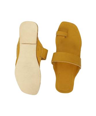 Yellow Womens Leather Chappal 4