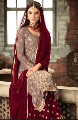 Brown embroidered faux georgette salwar 2
