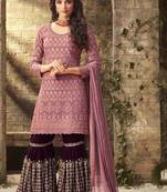 Pink embroidered faux georgette salwar