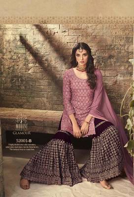 Pink embroidered faux georgette salwar 2