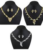 Contemporary Gold And Silver Plated Princess Style Set Of 3 Necklace Set Combo For Women