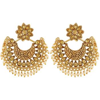 Trendy Chandbali Gold Plated Lct Stone Set Of 3 Earring Combo For Women 4